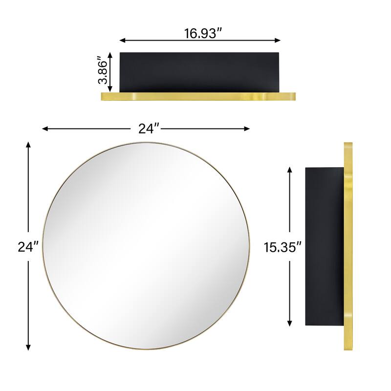 TEHOME Myriel Surface Mount Framed Round Medicine Cabinet with Mirror