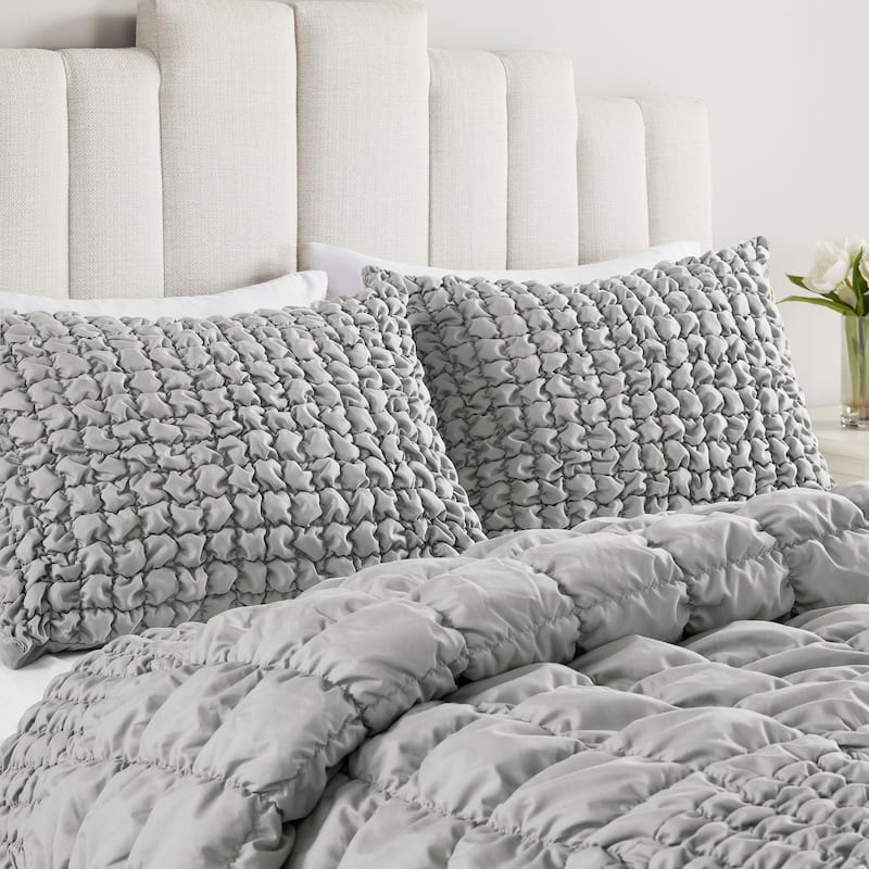 Madison Park Liliana 3 Piece Stripe Ruched Comforter Set