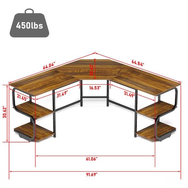 Teraves Home Office Corner Desk LShaped Computer Desk with Bookshelves Bed Bath & Beyond