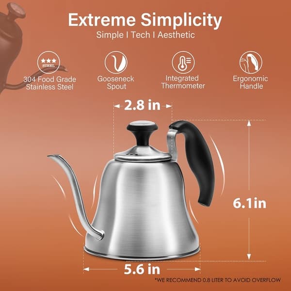 28oz Tea Kettle with Thermometer for Stove Top Gooseneck Kettle Bed Bath & Beyond 39149744