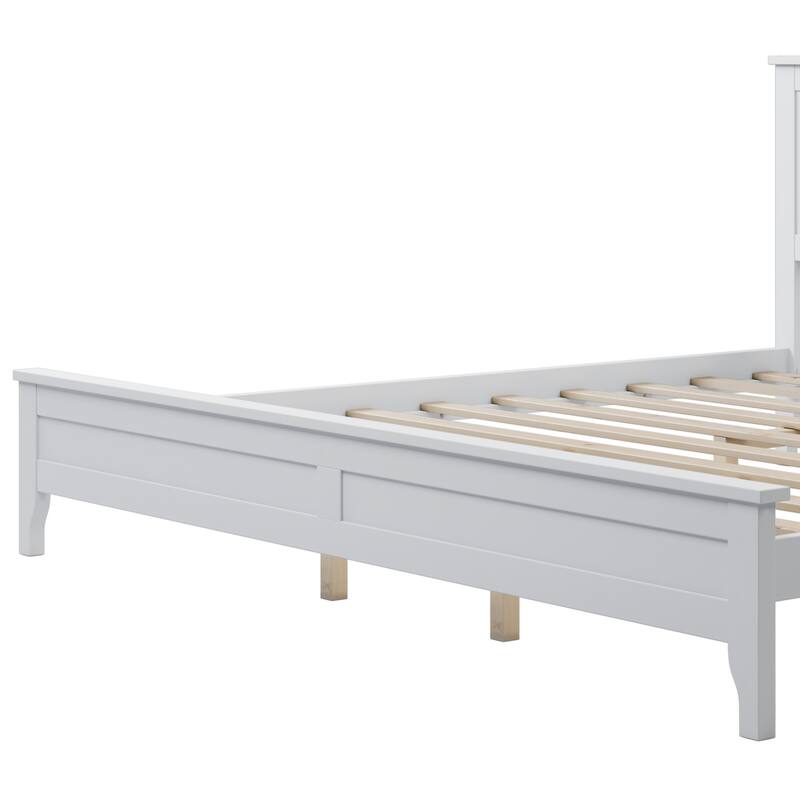 Modern Simple Solid Wood Platform Bed Frame with Sturdy Wooden Slats