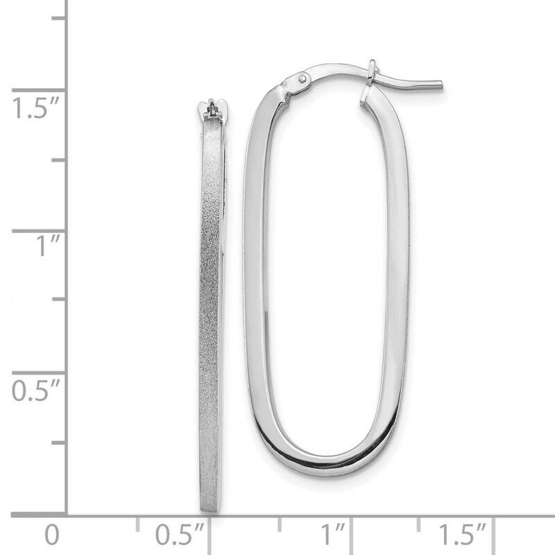 Curata 14k White Gold Polished Oval Hoop Earrings - 37.89x15.08mm