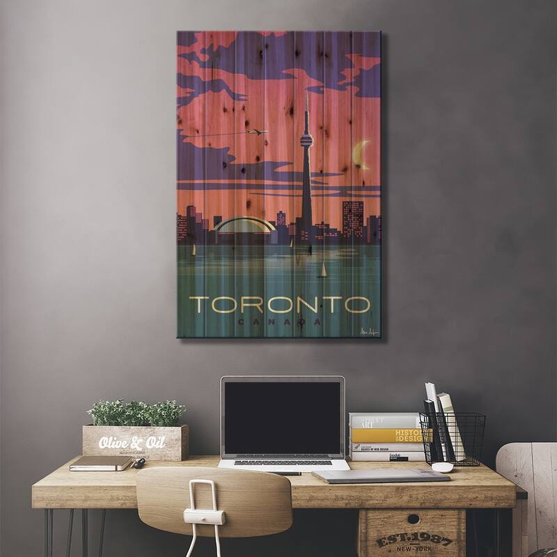 Toronto Print On Wood by IdeaStorm Studios - Multi-Color