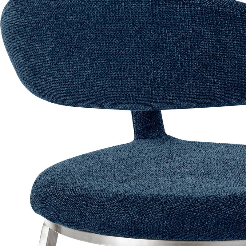 Morgie Dining Chair Set of 2, Curve Back Integrated Arms, Navy Blue