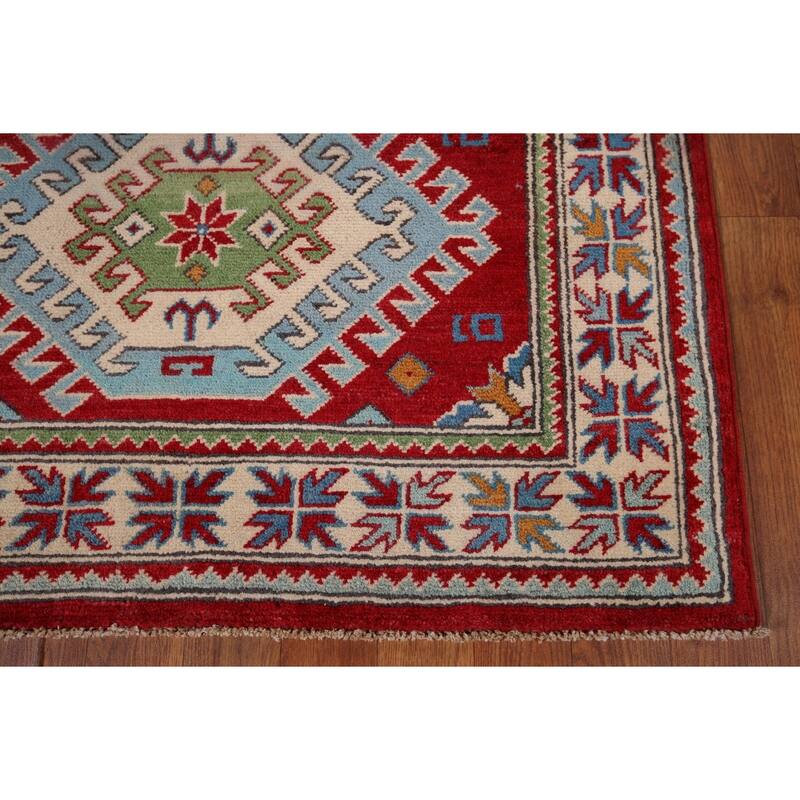 Kazak Oriental Accent Rug Handmade Traditional Foyer Wool Carpet - 3'2" x 5'1"