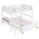 preview thumbnail 7 of 24, Full Over Full Bunk Bed, Platform Bed with Wheels, Loft Bed with Built-in Desk, Drawers, Ladder and Guardrail for Kids, Teen