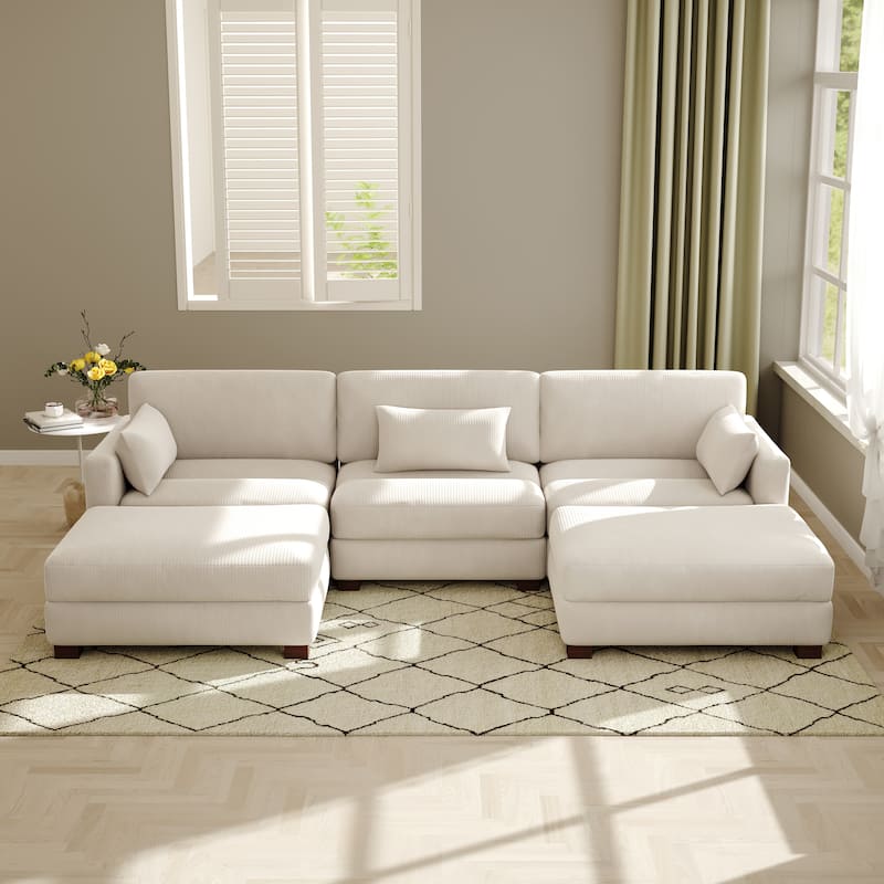 Modern U-shaped Modular Corduroy Sectional Sofa