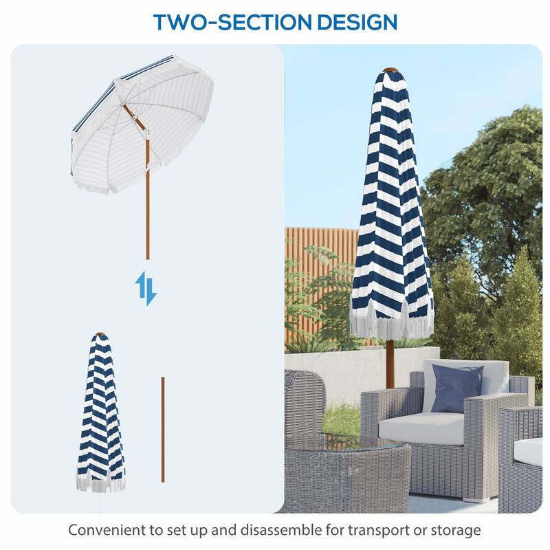 Tiltable, height-adjustable portable beach umbrella with cover