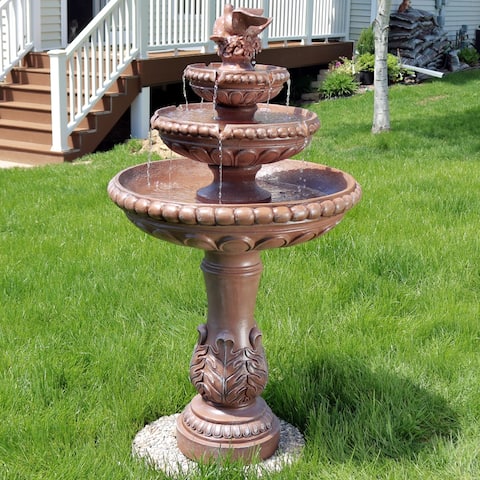 Sunnydaze 3-Tier Dove Pair Outdoor Water Fountain 43" Patio and Garden Feature