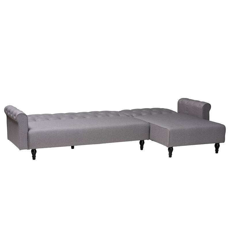 Chesterfield Retro-Modern Clay Fabric Upholstered Convertible Sofa Bed