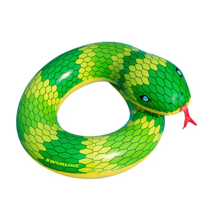 28" Green and Yellow Snake Swimming Pool Inner Tube Float