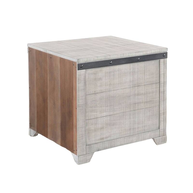 Nelly Side End Table, 1 Drawer and Shelf, 24 Inch Gray Mahogany Wood