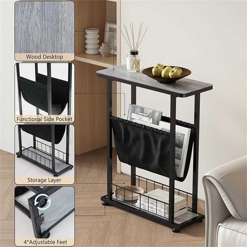 Narrow End Table w/Magazine Holder - 7.08