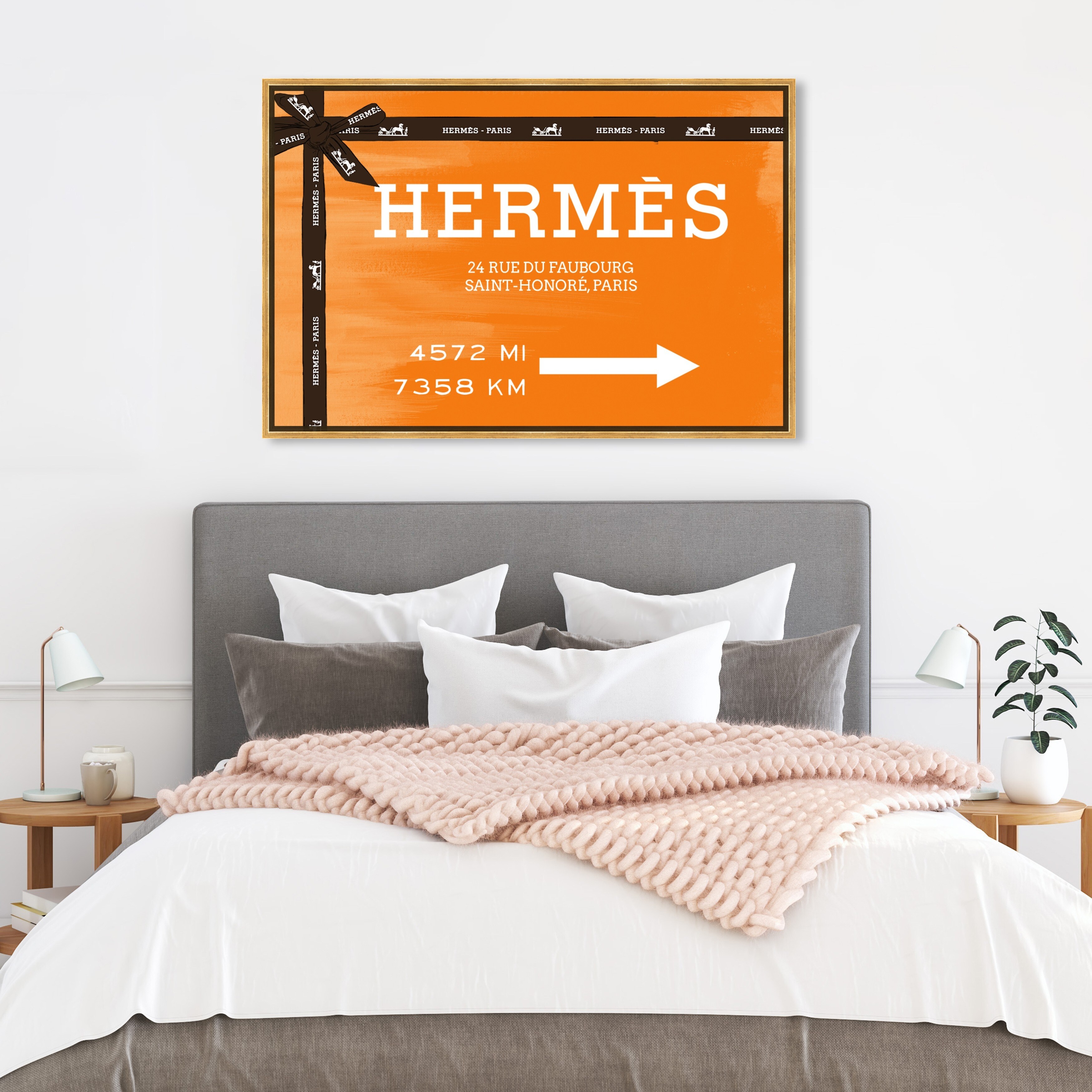 Oliver Gal ちょうどいい 61x41cm Faubourg Road Sign Orange Oliver Gal 'Faubourg Road Sign Orange' Fashion and Glam Wall