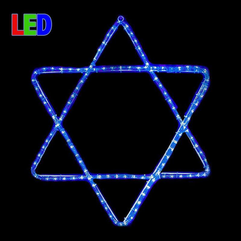 Novelty Lights LED Blue Star of David Rope Light Motif Sculpture, Hanukkah Decorations