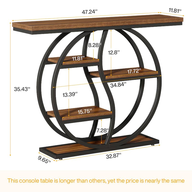 47.24" Entryway Table Wood Accent Tables with Metal Frame