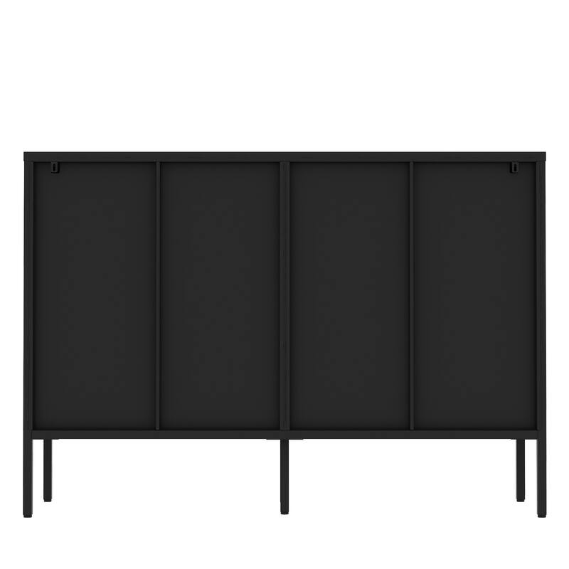 Metal Sideboard Cabinet with 4 Glass Door, Steel Locker Sideboard Buffet Cabinet, with 4 Doors, Kitchen Storage Cabinet