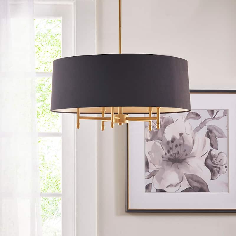Presidio 5-Light Black Drum Shade Chandelier for living room,bedroom,and dining room