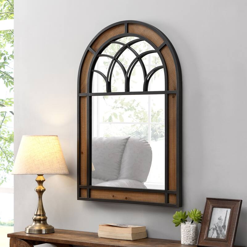 FirsTime & Co. Brown Hemmingway Farmhouse Arch Mirror, Wood and Metal Frame