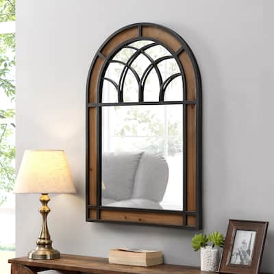 FirsTime & Co. Brown Hemmingway Farmhouse Arch Mirror, Wood and Metal Frame