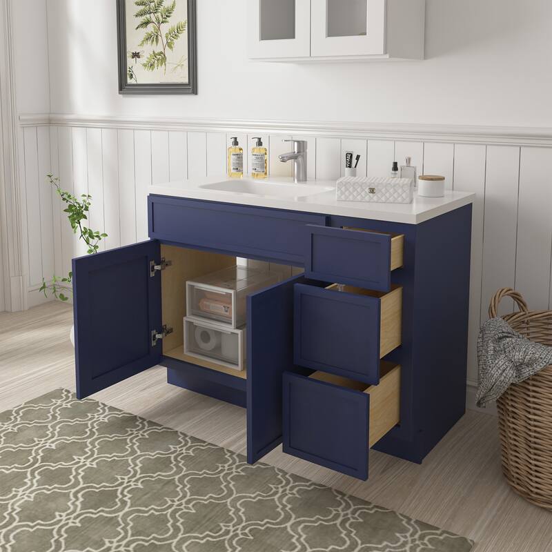 Vanity Art 45" Birch Freestanding Bathroom Vanity Cabinet without Top