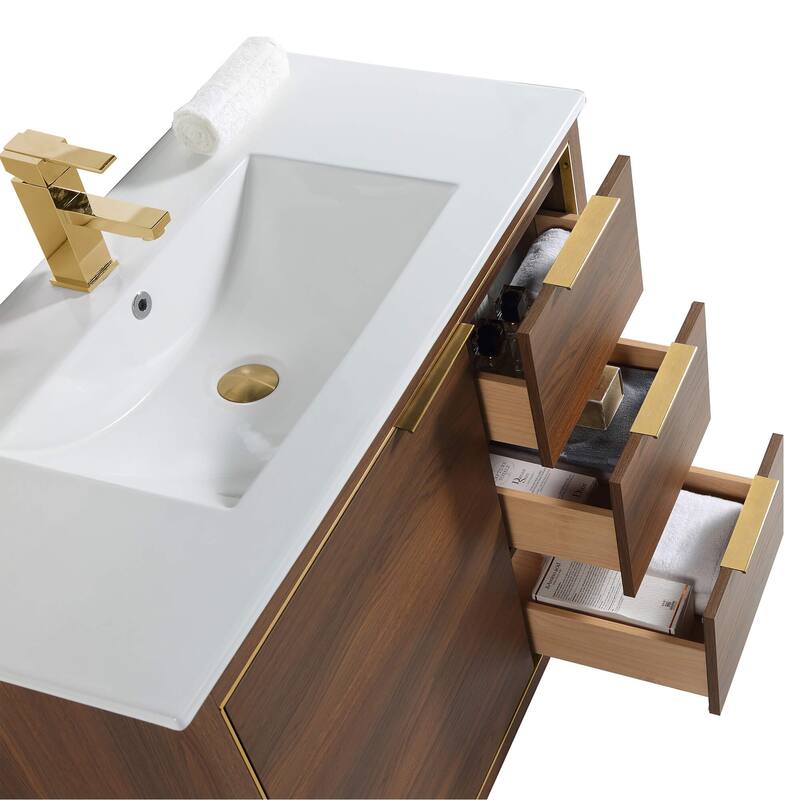 Fine Fixtures Opulence Collection Bathroom Vanity with White Ceramic Sink