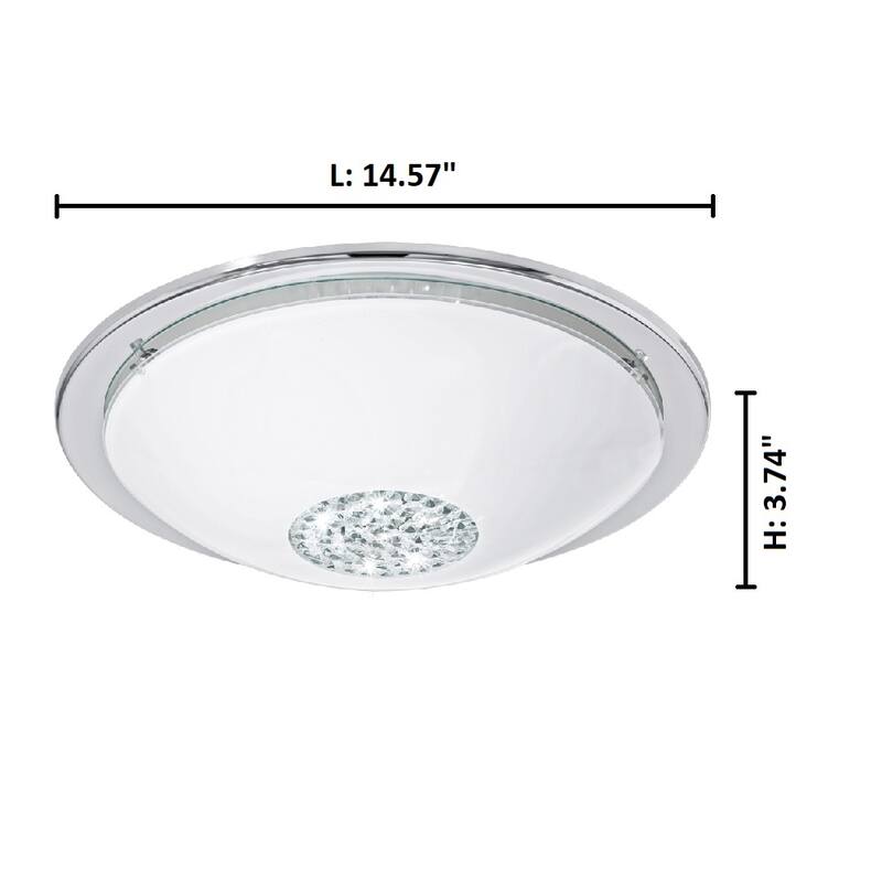 Eglo Giolina Chrome LED Flush Mount with White, Clear Glass, Crystals Shade