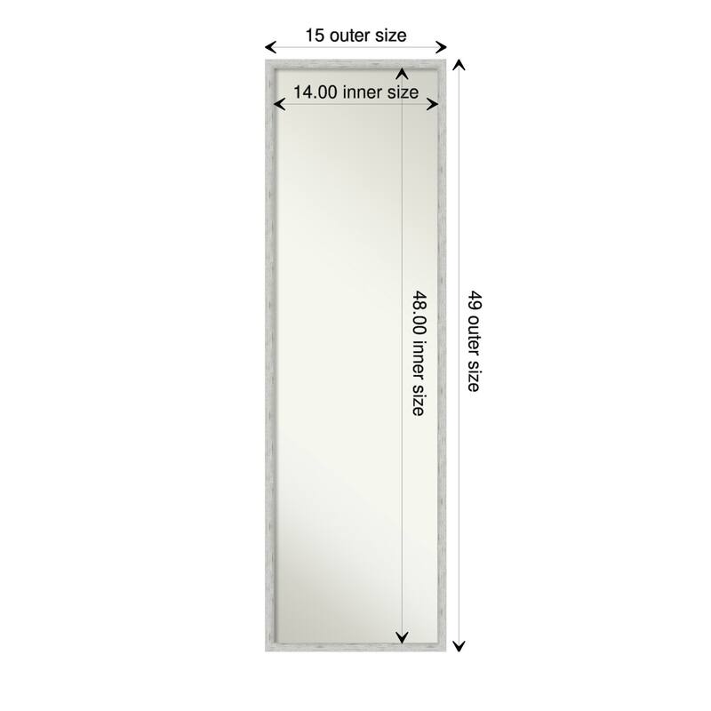 Imprint Non-Beveled Wood Framed Full-Length On the Door Mirror - Glass Size 14x48 - Imprint Silver