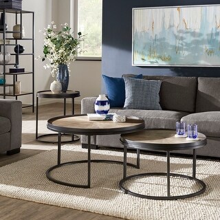 Bricken Grey Oak Finish Round Nesting Table Set by iNSPIRE Q Modern