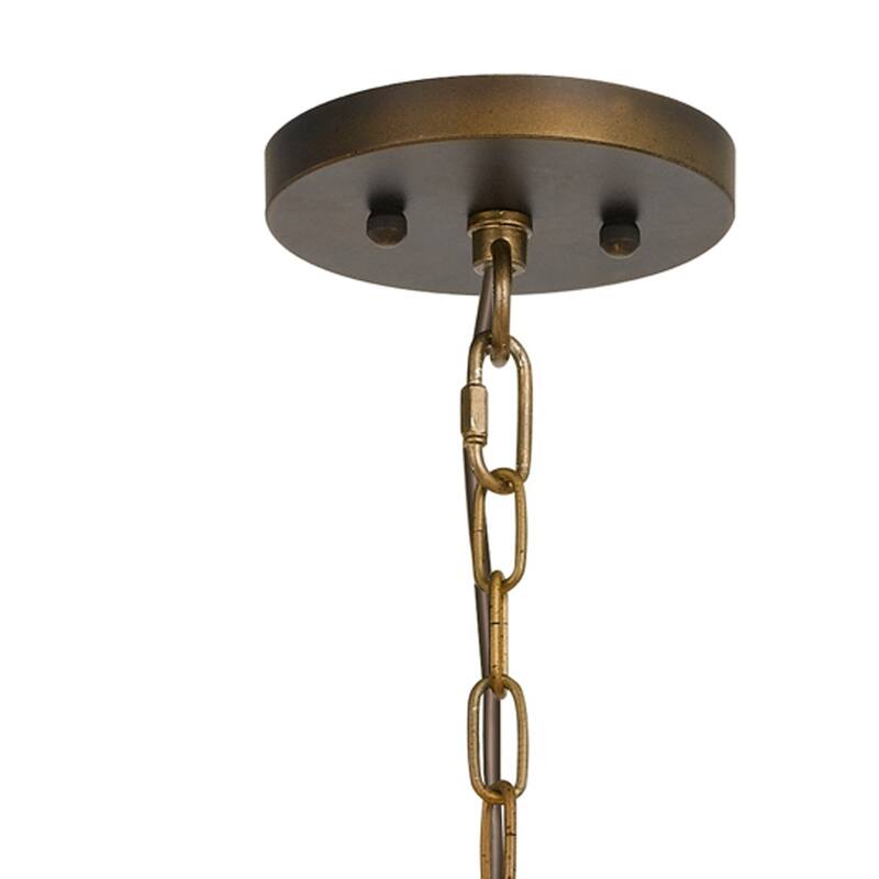 Modern Round Chandelier - 60 Inch Metal Frame, 6ft Chain, 5 Lights, Distressed Gold Finish - 8