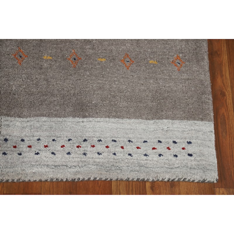 Tribal Gabbeh Indian Rug Handmade Wool Carpet - 4'2" x 5'8"