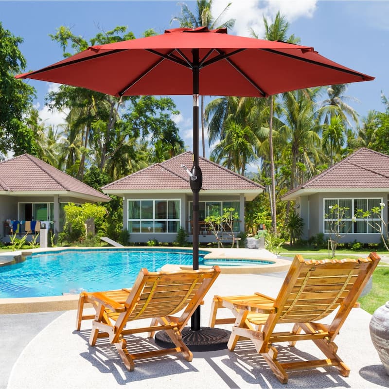 Bonosuki 7.5Ft Patio Market Umbrella Weather-Resistant Table Umbrella - Chilli Red