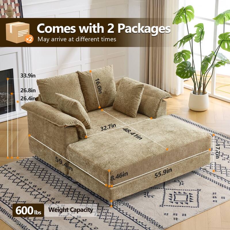 Upholstered Sleeper Sofa Bed Chaise Lounge Chair