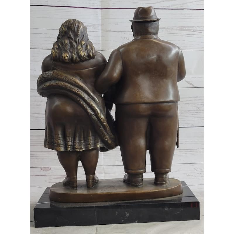 Fernando Botero Married Couple Man Woman Bronze Metal Statue Sculpture Decor