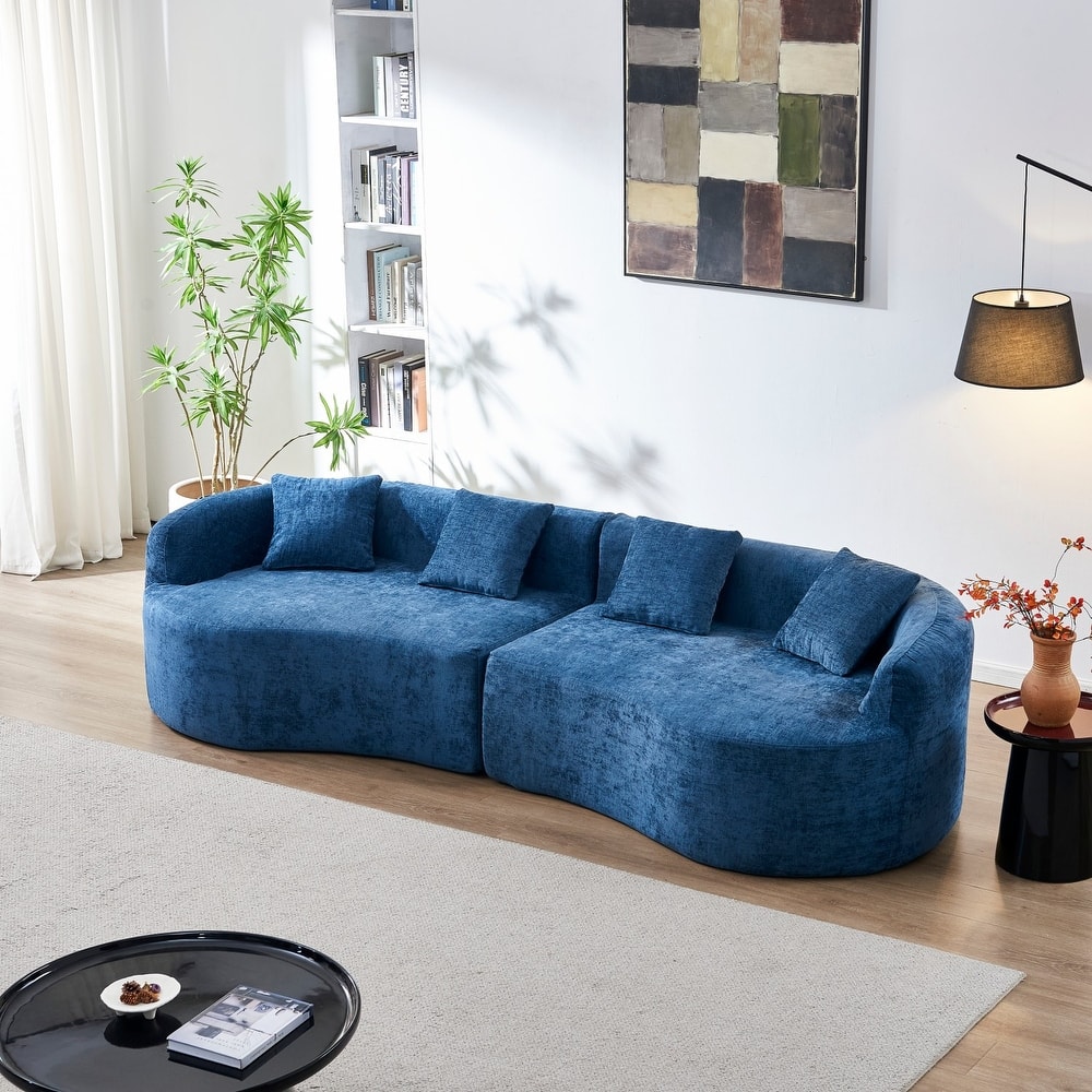 111.02" Curved Chenille Sectional Sofa, No Assembly Required