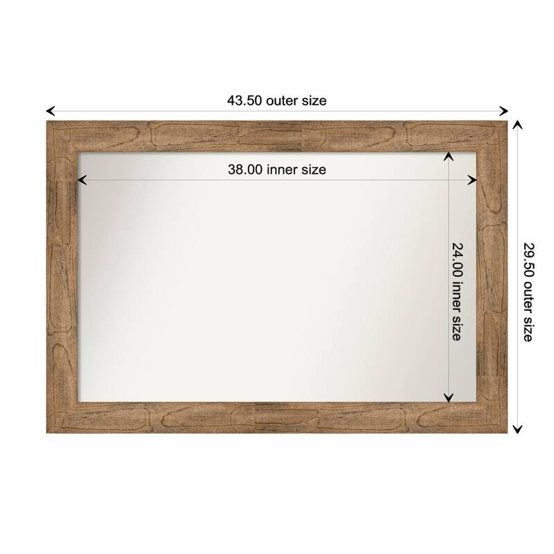 Owl Brown Framed Non-Beveled Custom Wall Mirror, Bathroom Vanity Mirror - Outer Size: 43.5 x 29.5