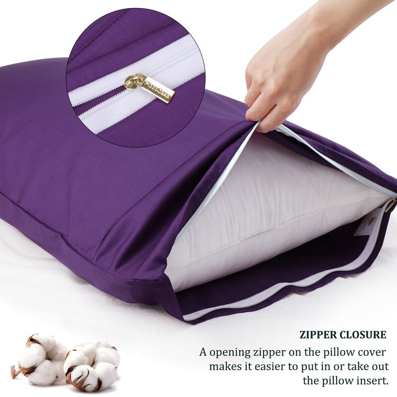 Pillowcase Set of 2 Soft Cotton with Zipper