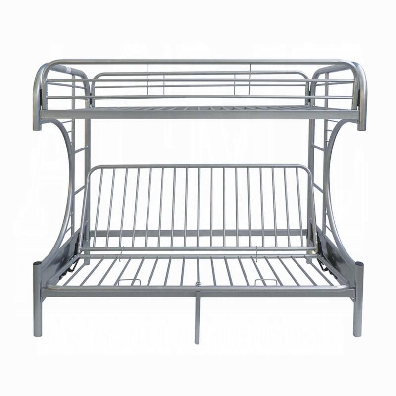 Metal Twin over Full Size Futon Bunk Bed, Silver