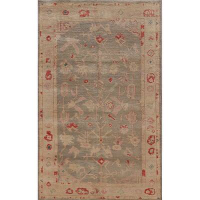 Vegetable Dye Oushak Turkish Rug Handmade Wool Carpet - 4'1" x 6'11"