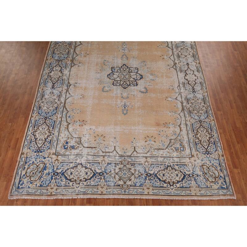 Geometric Kerman Persian Large Rug Handmade Wool Carpet - 9'7" x 13'11"