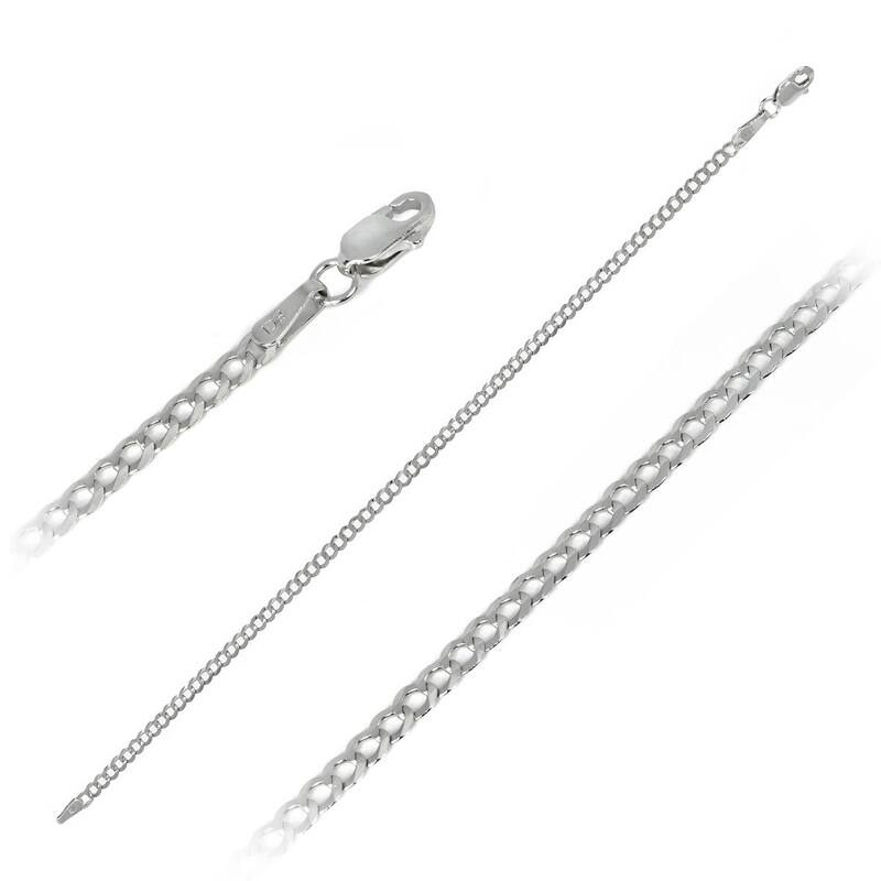 2.6mm 14k White Gold Curb Link Anklet 10" Length