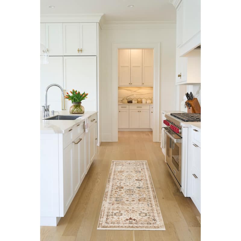 Nourison Pardis Indoor only Cream / Ivory Persian Area Rug - Ivory/Rust - 2' x 6'