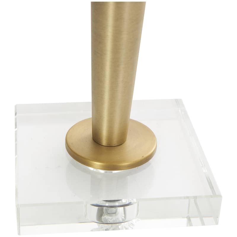 Metal Inverted Cone Shaped Room Accent Lamp with Glass Ball Accent and Square Base - Gold - Roche River Decor