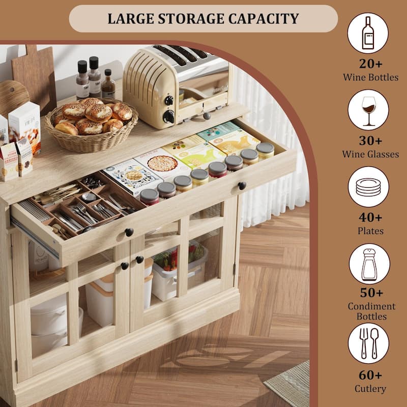 35.4" Sideboard Buffet Cabinets with Glass Door