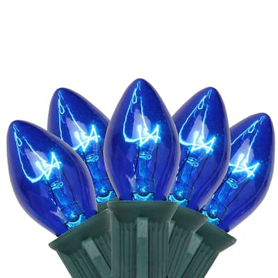 25-Count Blue C7 Christmas Light Set 24ft Green Wire - 24'