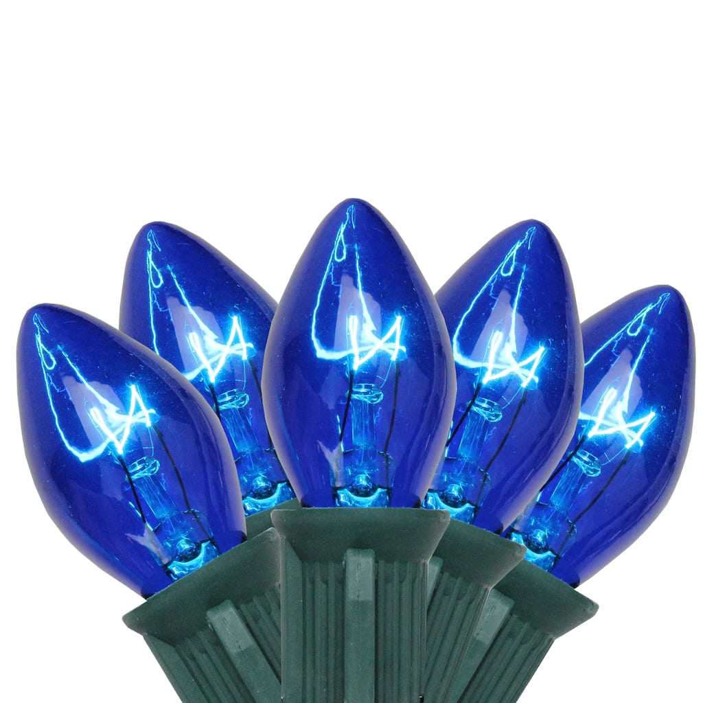 25-Count Blue C7 Christmas Light Set 24ft Green Wire - 24'