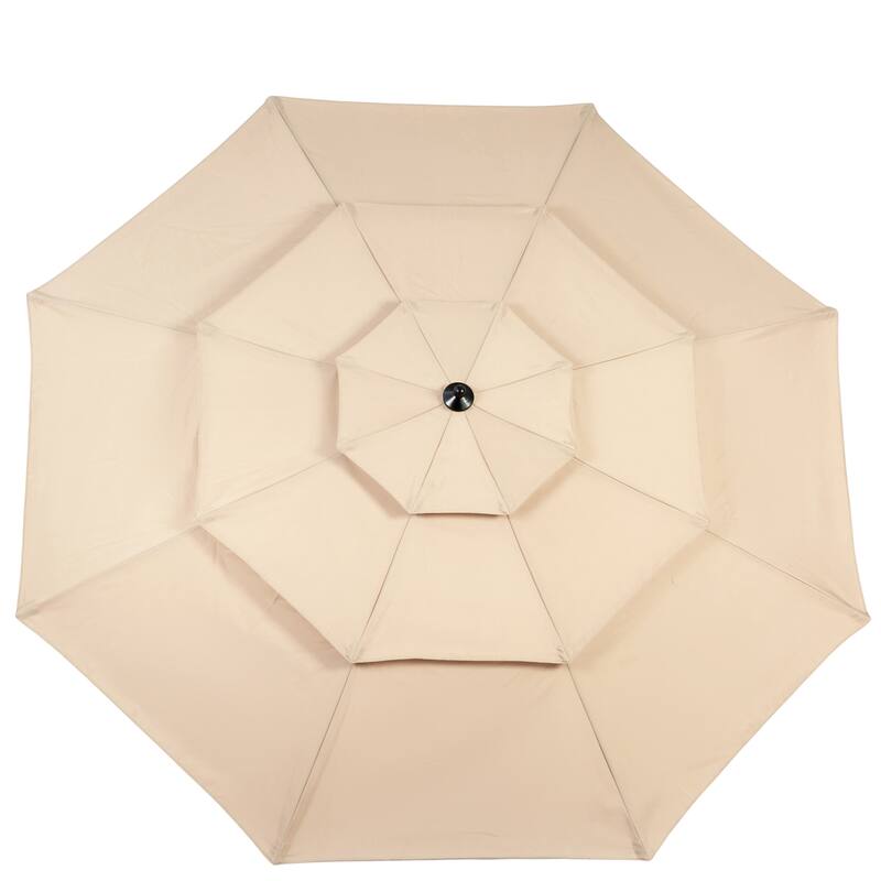 9.64 ft. Steel Market Outdoor Patio Umbrella with 8 Ribs, 3 Tier Auto-tilt Umbrella, (Base Not Included)