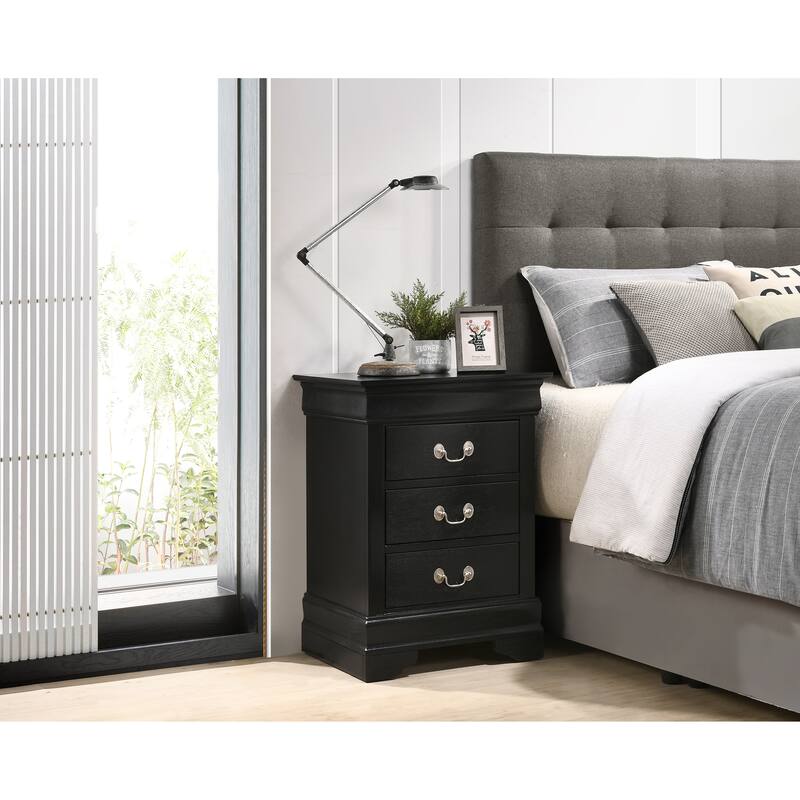 Modern Storage Nightstand with Three Roomy Drawers Bedside Table Bedroom Cabinet for Bedroom