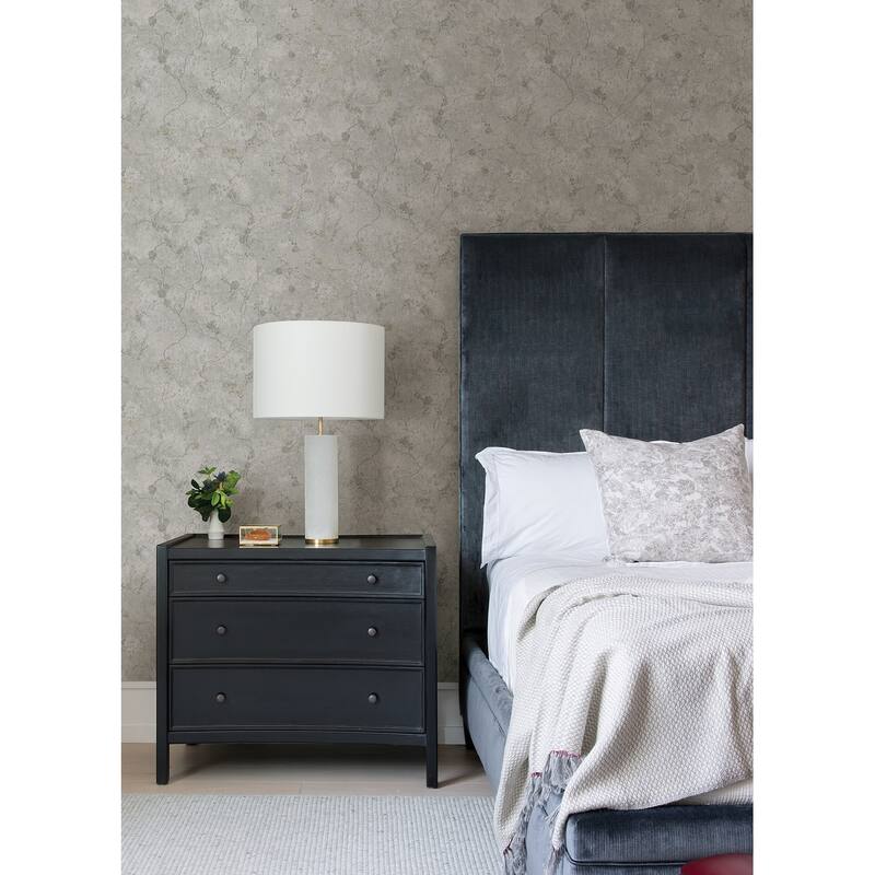 A-Street Prints Mahina Pewter Floral Vine Wallpaper