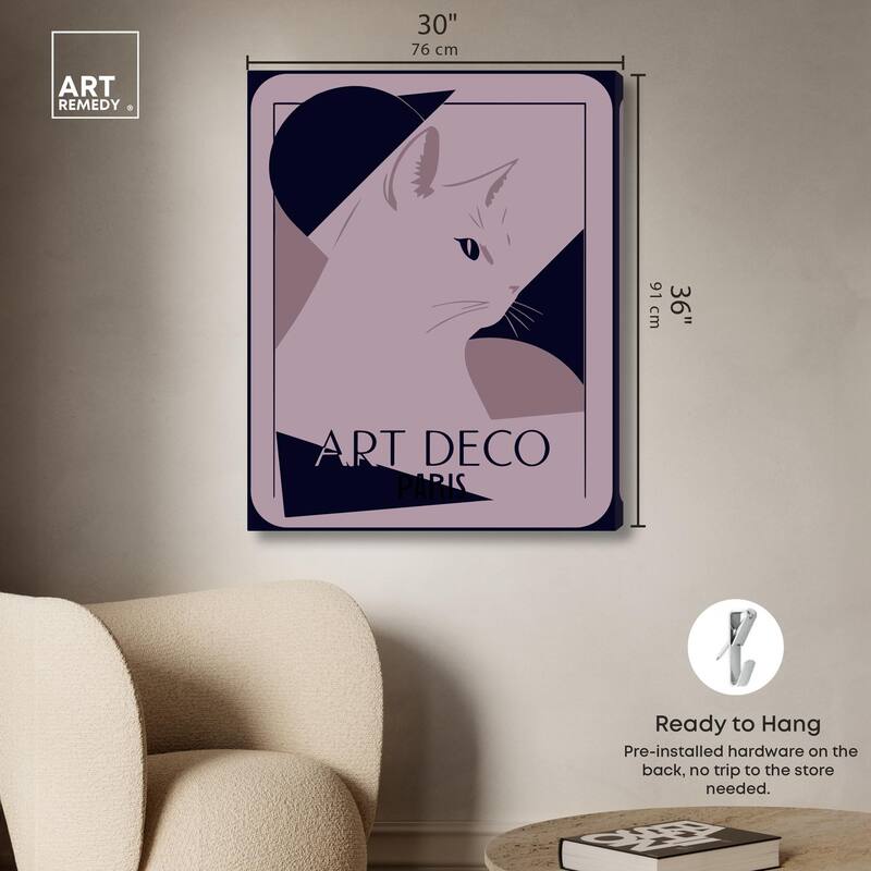 Cat Deco Canvas by Art Remedy, Gallery Wrapped
